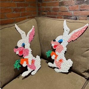 Vintage 70’s Melted Popcorn Easter Bunny Carrot wall Decor Buying 1